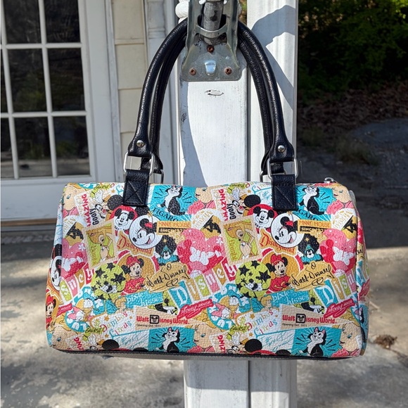 Colorful Cartoon-Print Women’s Shoulder Bag with Black Handles - Picture 3 of 6